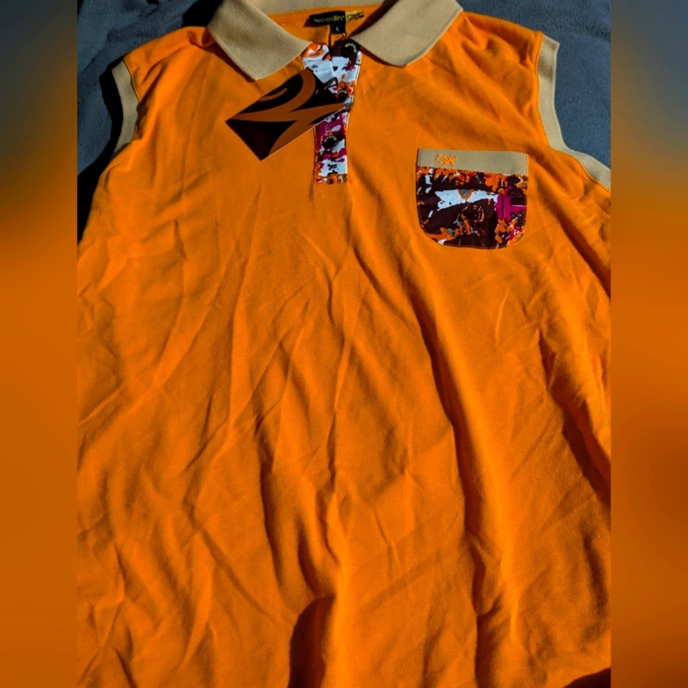 Vibrant Orange Women's Tank Top with Patterned Pocket